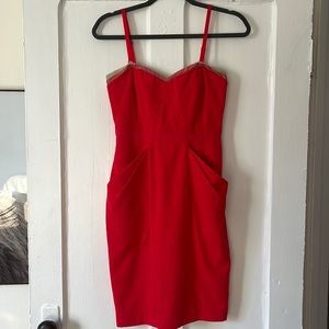 BCBGMAXAZRIA Red Corset Dress w/ Pockets